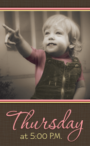 Thursday at 5:00 PM lrq b]vfpg'xf];\