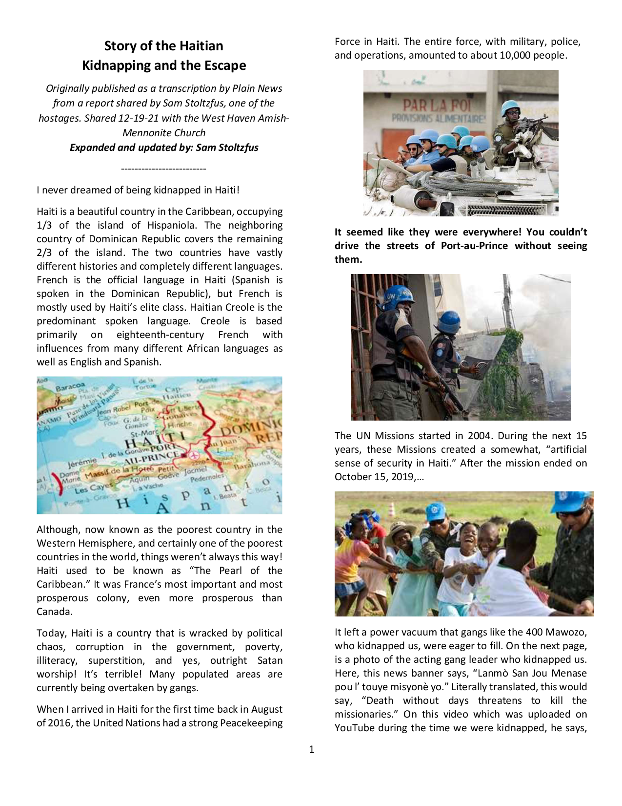 Story of the Haitian Kidnapping and Escape Display Image